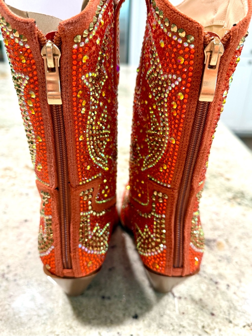 AZALEA WANG WOMEN'S ORANGE "SCOTT" WESTERN BOOTIES Cowboy Boots "NWT" - Picture 6 of 17